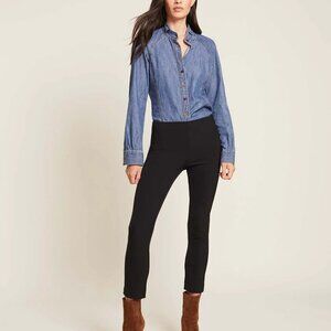 VERONICA BEARD Scuba Slim-Fit Cropped Pants Back-Zip Stretch Black